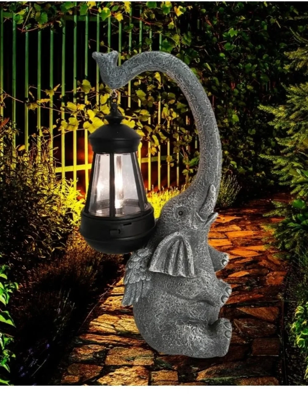Garden Elephant Lantern Statue - Gray Decorative Solar Light